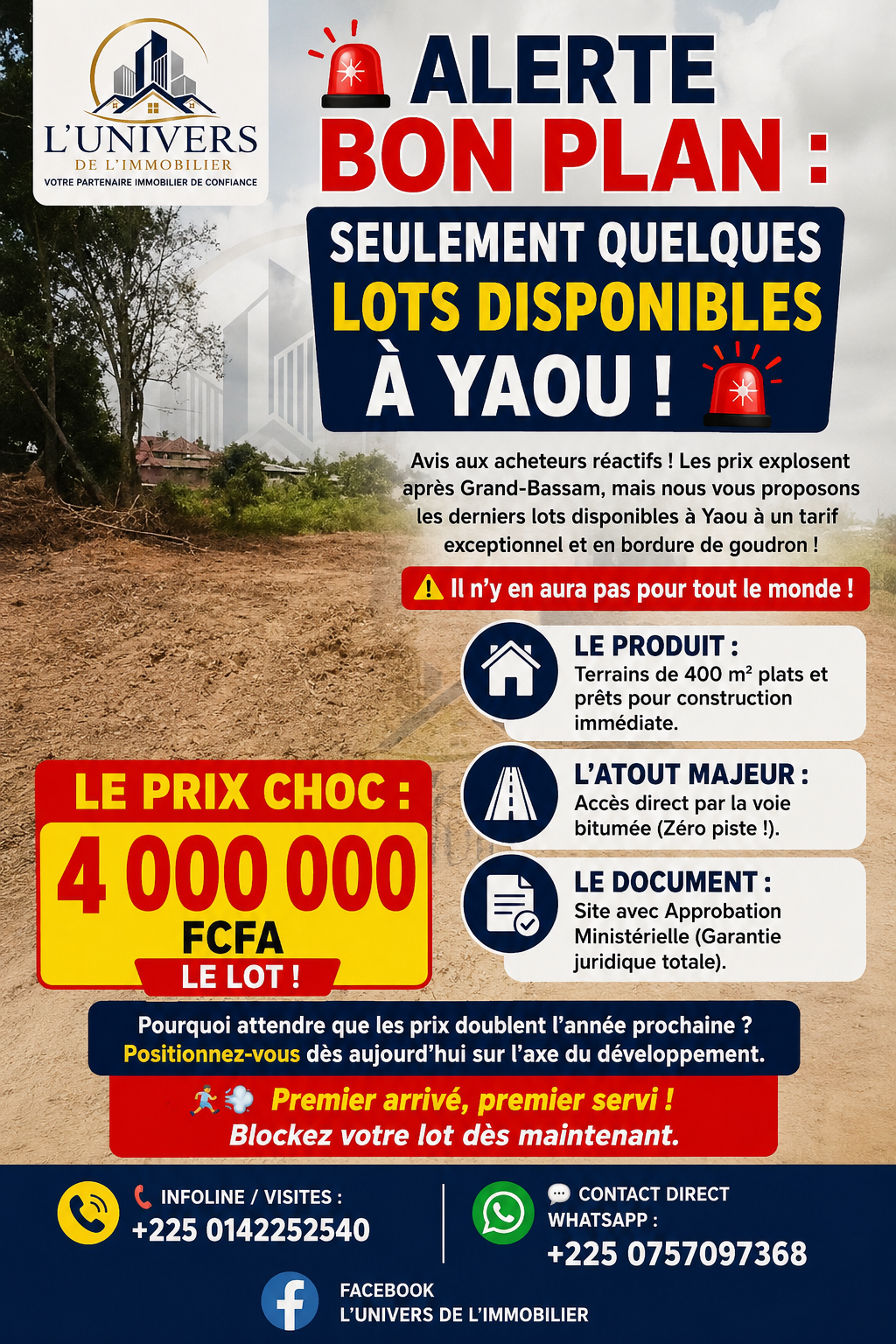 Terrains 400 m² à vendre – Yaou, Grand-Bassam