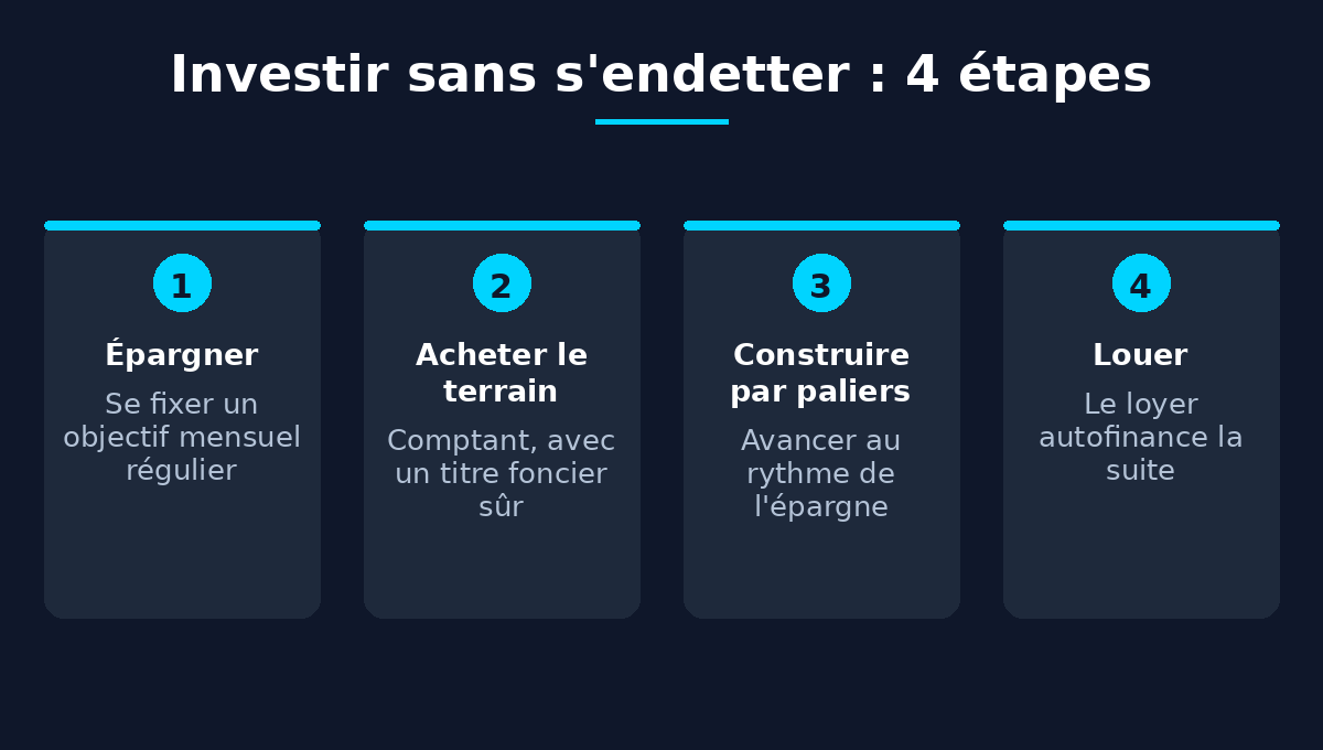 Infographie : investir dans l'immobilier sans s'endetter en 4 étapes en Côte d'Ivoire