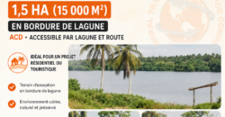 Terrain 1,5 ha (15.000 m²) avec ACD à vendre – Assinie