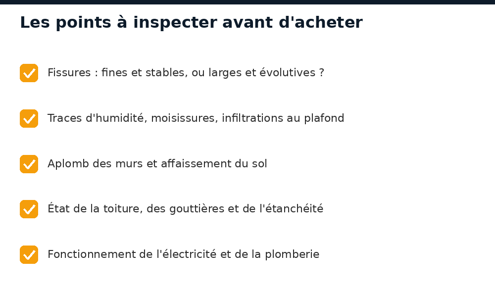 Checklist des points à inspecter avant d'acheter une maison à Abidjan : fissures, humidité, toiture